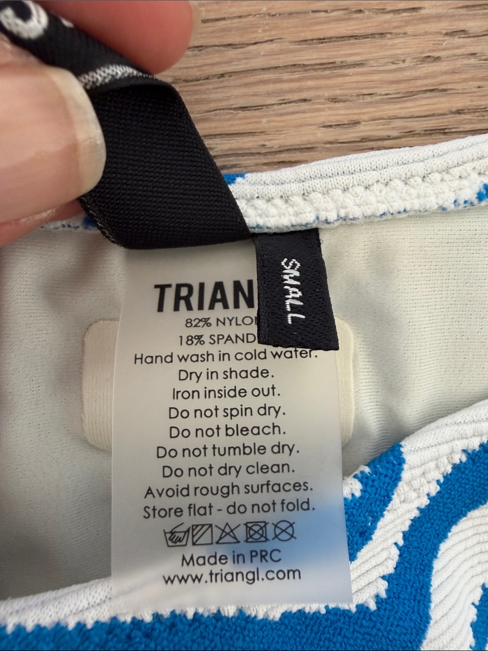 triangl swimwear Blue and White Zebra Stripe Bikini with Tech Pouch - Picture 3 of 8
